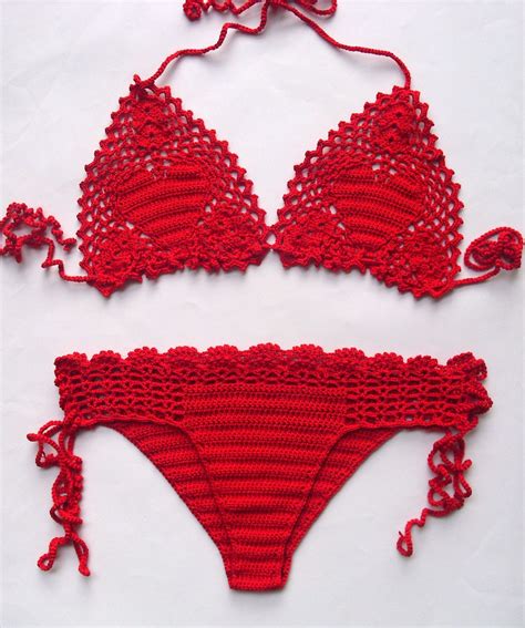 Crochet Bikini Red Women Swimwear Crochet Swimsuit Crochet