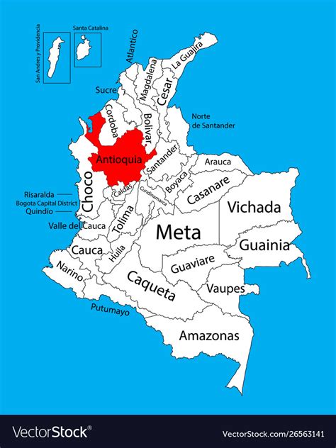 Map Region Antioquia Colombia Province Royalty Free Vector