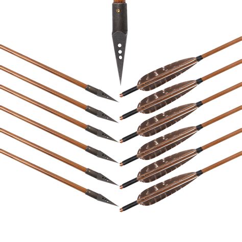 Archery 31 Hunting Bamboo Arrows With 5 Turkey Feathers For
