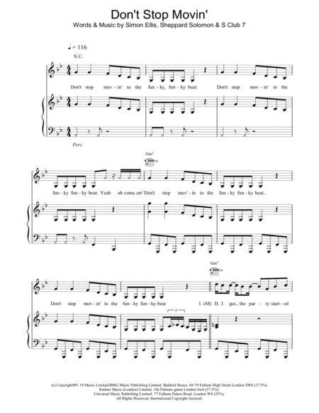 Dont Stop Movin By S Club 7 Sheppard Solomon Digital Sheet Music
