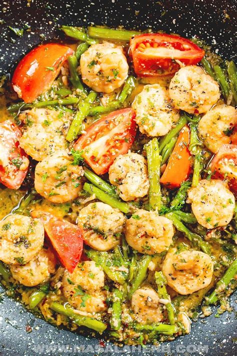 This dish can be served over pasta or even served on its own as a first course for a dinner party. Shrimp Scampi with Asparagus and Tomato +Video 🍜 ...