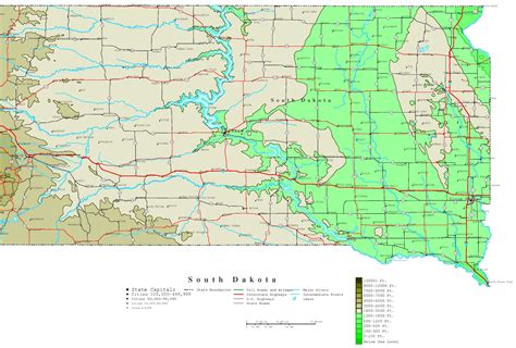 South Dakota Elevation Map Map Vector