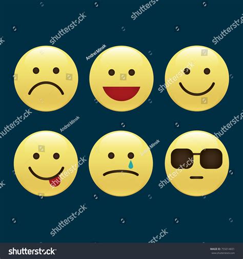 Set Smile Icons Emoji Emoticons Stock Vector Royalty Free 755014831