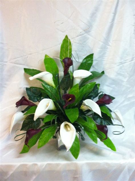 Burgandy And Cream Calla Lily Alter Flowers Bouquet Centerpiece Alter