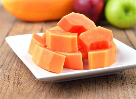Ripe Papaya Slice On A Plate Stock Image Image Of Fruit Color 147401987