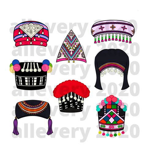 hmong-hats-for-women-8-pack-png-svg-jpg-hmong-digital-etsy