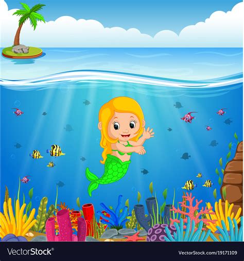 Cartoon Mermaid Underwater Royalty Free Vector Image