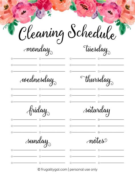 Free Cleaning Schedule Printable Cleaning Checklist Savor Savvy