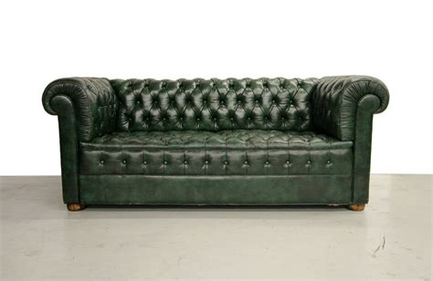 Love the colour.age + style! Vintage Green Leather Chesterfield Sofa at 1stdibs