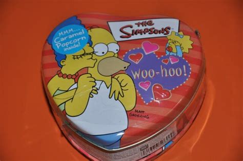 The Simpsons Caramel Popcorn Valentine Heart Tin Factory Sealed