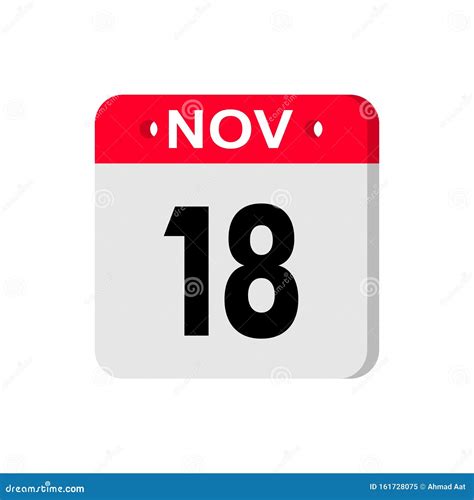 November 18 Calendar Icon Stock Vector Illustration Of Holiday