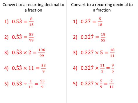 Recurring Decimals To Fractions Operations Variation Theory