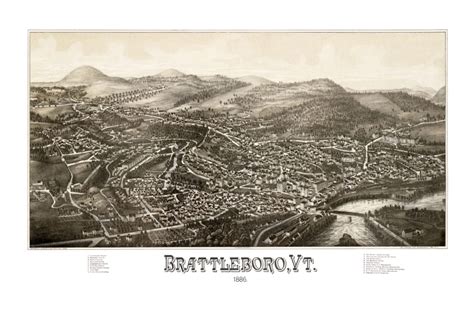 Hand Drawn Map Of Brattleboro Vermont From 1886 Knowol