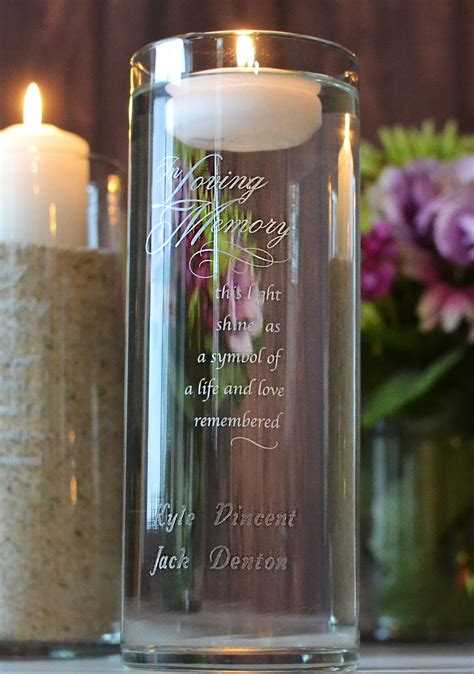 Because Of You Personalized Floating Memorial Vase Memorial Wedding Memorial In Loving Memory