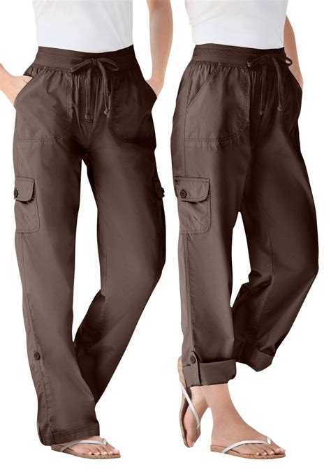 Woman Within Womens Plus Size Convertible Length Cargo Pant Pant