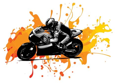 Motorcyclist On Motorcycle Drawing Drawing Motorbiker Race Vector