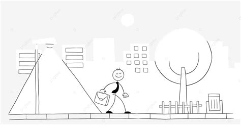 Vector Cartoon Illustration Of A Stickman Businessman Strolling On A