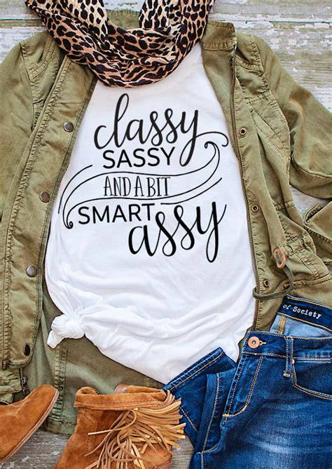 classy sassy and a bit smart assy t shirt women funny graphic tshirt casual tees ladies short