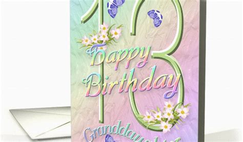 Granddaughter 13th Birthday Card Granddaughter 13th Birthday Flowers And Butterflies Card