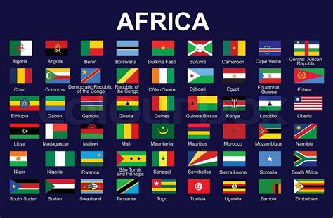 Set Of Push Buttons With African Countries Flags Vector Illustration
