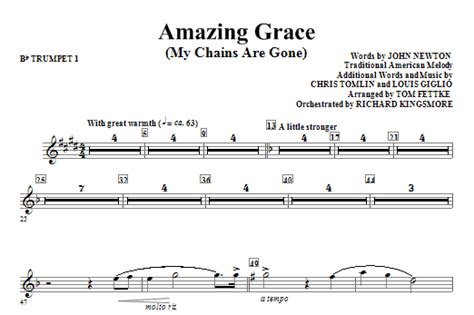 Violin sheet music for amazing grace with backing tracks to play along. Amazing Grace (My Chains Are Gone) - Bb Trumpet 1 | Sheet Music Direct