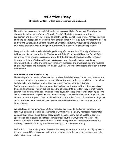 Reflective Essay For High School Templates At