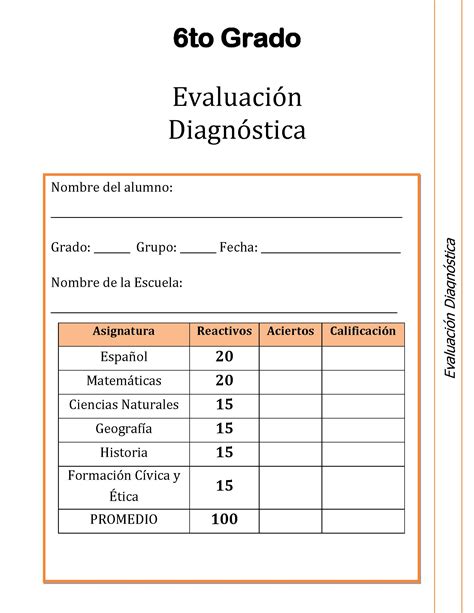 Evaluaci N Diagn Stica To Grado P Gina Imagenes Educativas