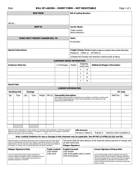 Bill of lading use a saved template. Bill Of Lading Form - Fillable Pdf Template - Download Here!