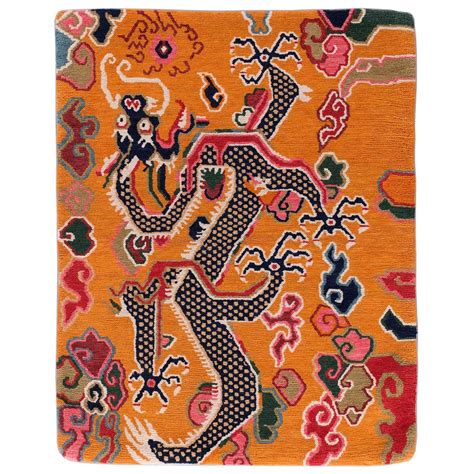 Tibetan Dragon Rug With Natural Dyes For Sale At 1stdibs