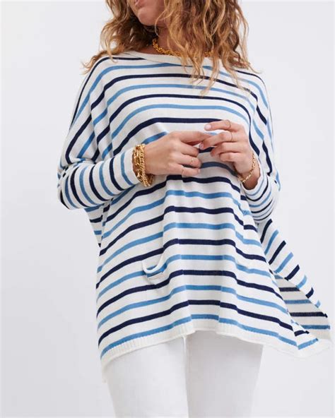 Catalina White Deepwater And French Blue Sweater By Mer Sea Fig Linens And Home