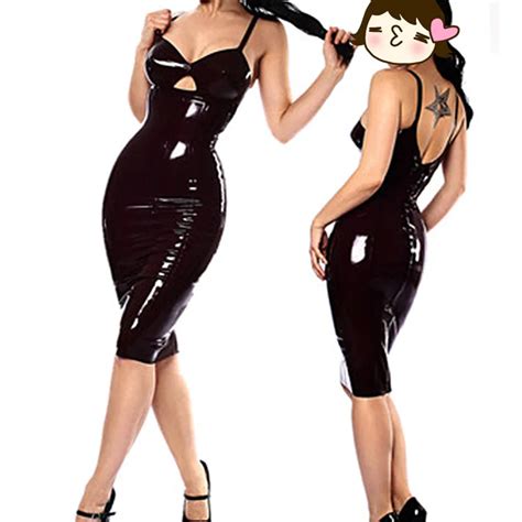 Sexy Strap Faux Leather Pvc Bodycon Dress Club Evening Party Sheath Pencil Dress Vestidos Erotic