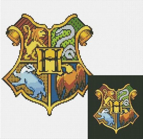 A Cross Stitch Pattern With The Hog Potter Crest And Hog Potter House
