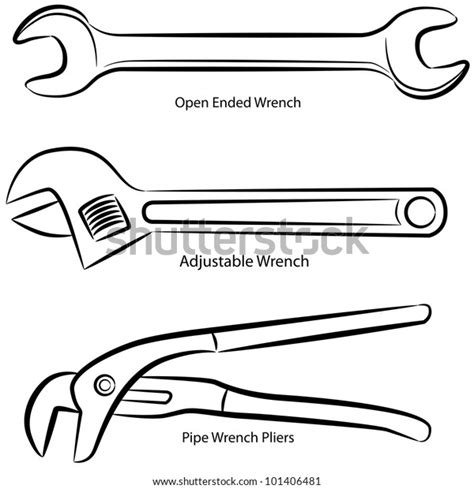 Image Set Different Types Wrenches Stock Illustration 101406481