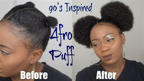 90s70s Inspired Afro Puff Tutorial Natural Hairstyles Giveaway