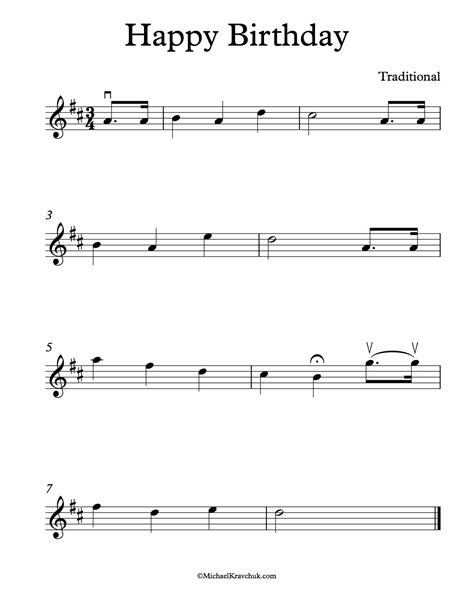 Happy Birthday Violin Sheet Music Download And Print Top Quality