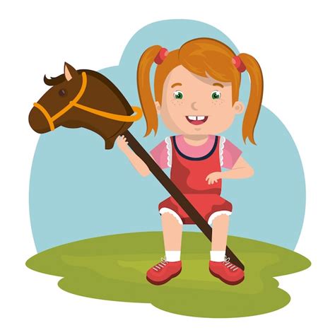 Premium Vector Little Girl Playing With Toys Character