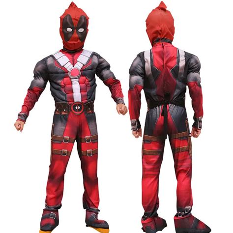 Boys High Quality Deadpool Costumes Children Muscle Movie Halloween