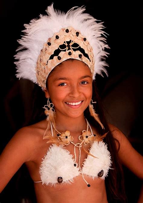 Rapanui Girl During Carnival Parade Tapati Festival Easter Island