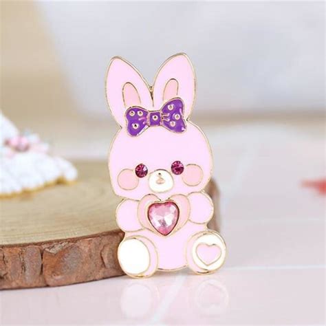 bunny and kitten jewel rhinestone enamel pin lapel ddlg playground