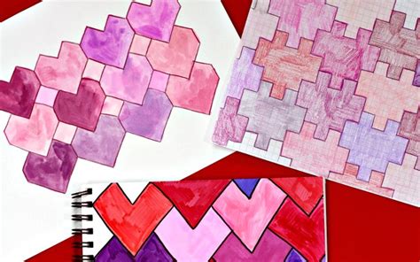 Heart Tessellations Three Lovely Math Art Designs Math Art Projects