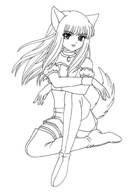 Fox Cute Anime Girl Coloring Pages Coloring And Drawing