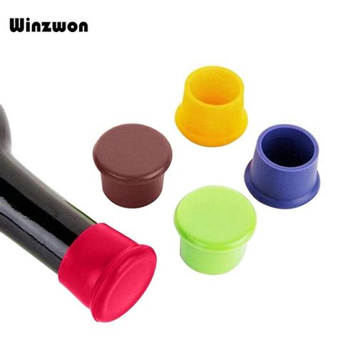 5pcs Reusable Silicone Wine Stopper Leakproof Fresh Keeping Wine Bottle