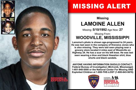 Lamoine Allen Age Now 27 Missing 05101992 Missing From Woodville