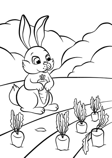 A Bunny With A Carrot Coloring Pages For You
