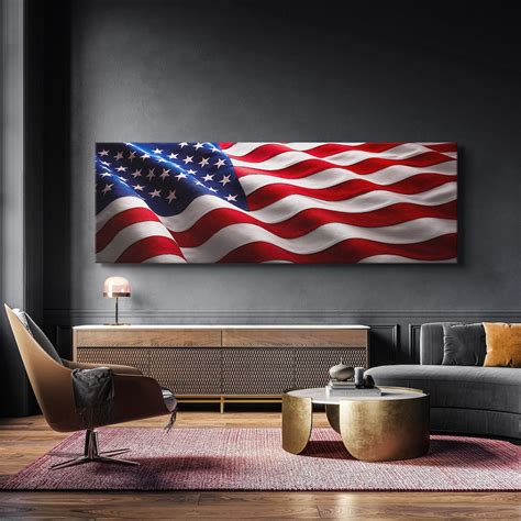 Us Flag Panorama Canvasposter Art Large American Flag Print Etsy