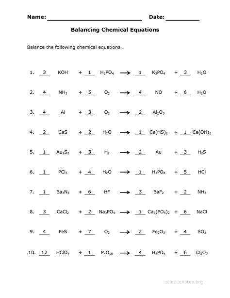 Documents similar to balance chemical equations worksheet 1 (key). Chemistry Unit 7 Worksheet 4 Answers | Briefencounters