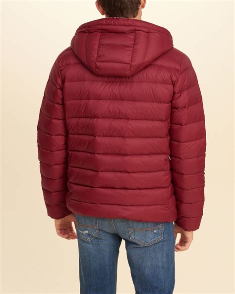 Hollister Synthetic Sherpa Lined Down Puffer Jacket In Red For Men Lyst