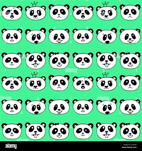 Seamless Pattern With Panda Cute Panda Face Seamless Cartoon