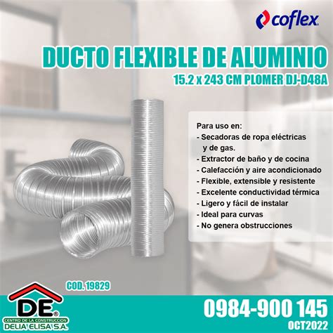 Ducto Flexible De Aluminio 152 X 243 Cm Plomer Dj D68a Delia Elisa Sa