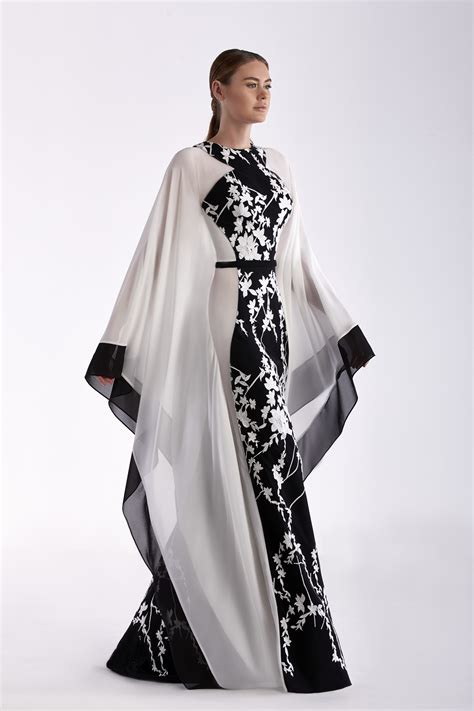 Edward Arsouni Long Cape Sleeve Gown District 5 Boutique Couture Dresses Gowns Haute Couture